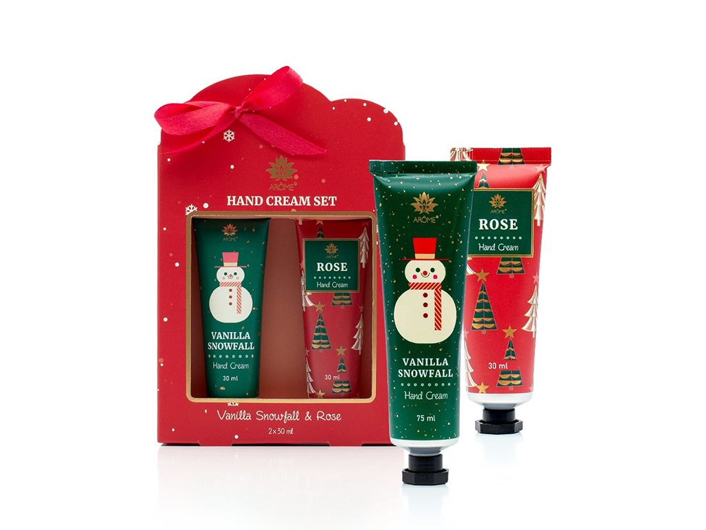 ARÔME - VANILLA SNOWFALL and ROSE Darčeková sada 2 mini krémy na ruky