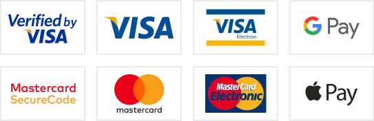 Visa, Maesto, Google Pay, Apple Pay