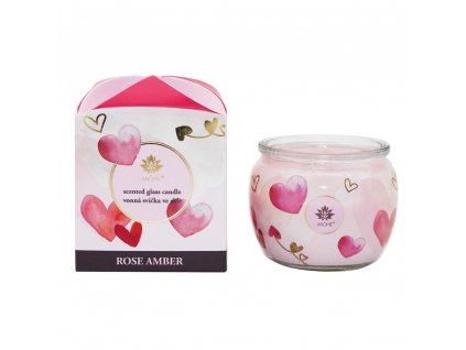 ARÔME Svíčka 90 g, ve skle a flower boxu, Love, Rose Amber