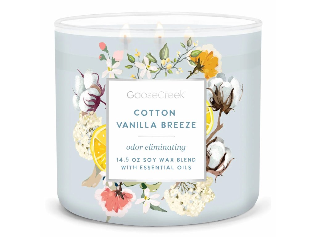 Goose Creek - Bavlněný vanilkový vánek Aromatická svíčka ve skle 411 g