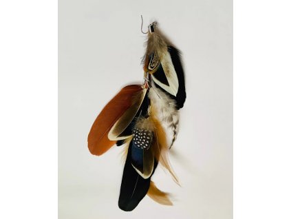 Boho peříčková náušnice - přírodní