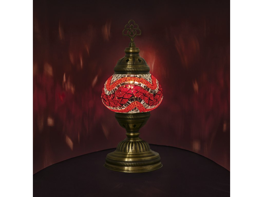 Orientální skleněná mozaiková stolní lampa Edina- ø skla 12 cm