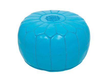 Orientální marocký taburet Turquoise - tyrkysový s tyrkysovým prošíváním
