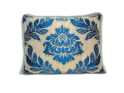 Povlak na polštář Nadia béžový s modrými ornamenty