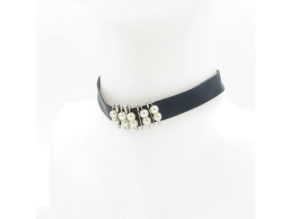 Choker - černý s perlami