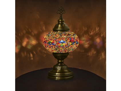Orientální skleněná mozaiková stolní lampa Mulawan - o skla 16 cm