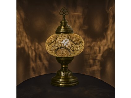 Orientální skleněná mozaiková stolní lampa Blanc - ø skla 16 cm