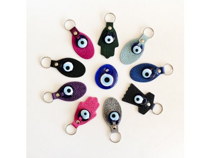 Kožená klíčenka Nazar Boncugu / Evil Eye