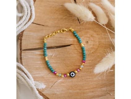 Náramek Nazar Boncugu / Evil Eye Elif - tyrkysový