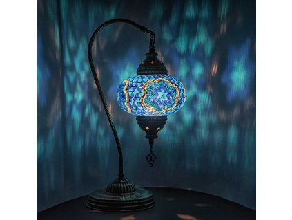 Orientální skleněná mozaiková stolní lampa Derin - Swan - ø skla 16 cm