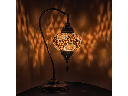 Orientální skleněná mozaiková stolní lampa Enise - Swan - ø skla 16 cm