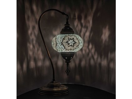 Orientální skleněná mozaiková stolní lampa Leyla - Swan - o skla 16 cm