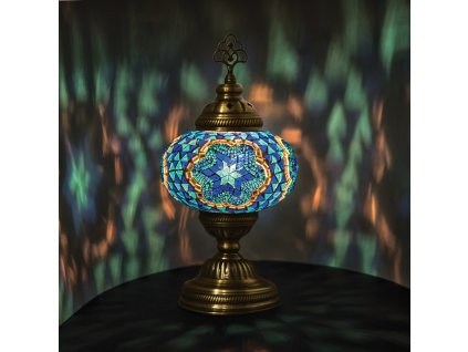 Orientální skleněná mozaiková stolní lampa Derin - ø skla 16 cm