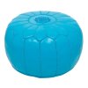 Orientální marocký taburet Turquoise - tyrkysový s tyrkysovým prošíváním