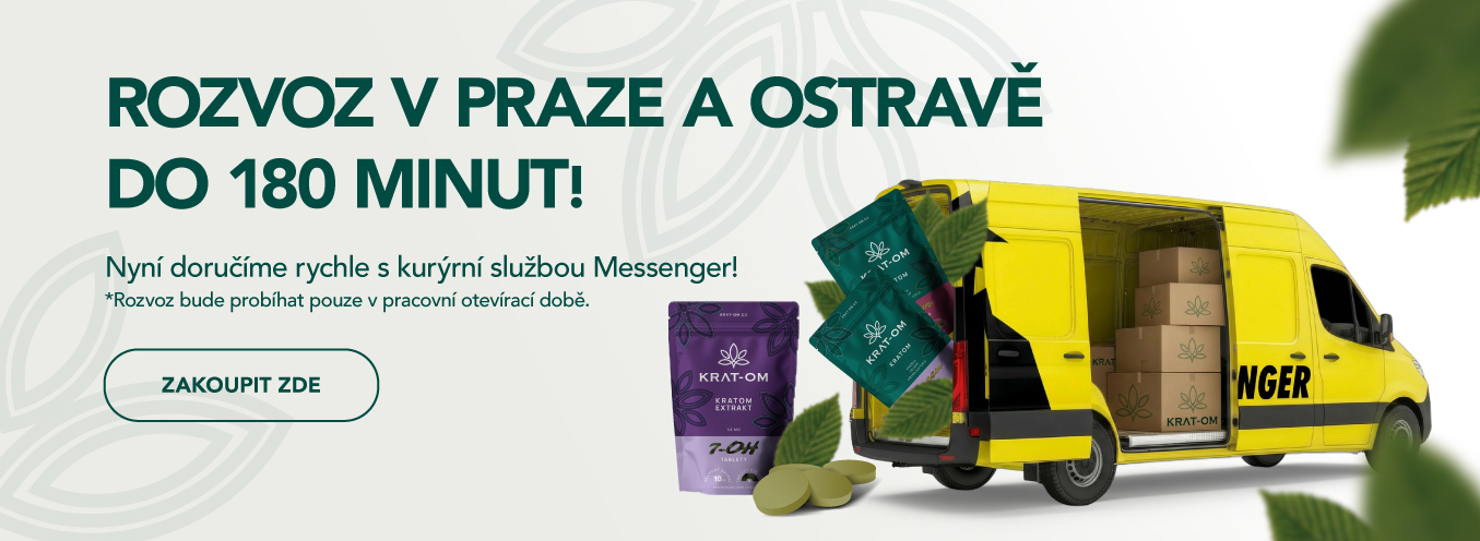 Kratom Express rozvoz Praha a Ostrava do 180 minut. Objednej si Kratom a 7OH z pohodlí domova.