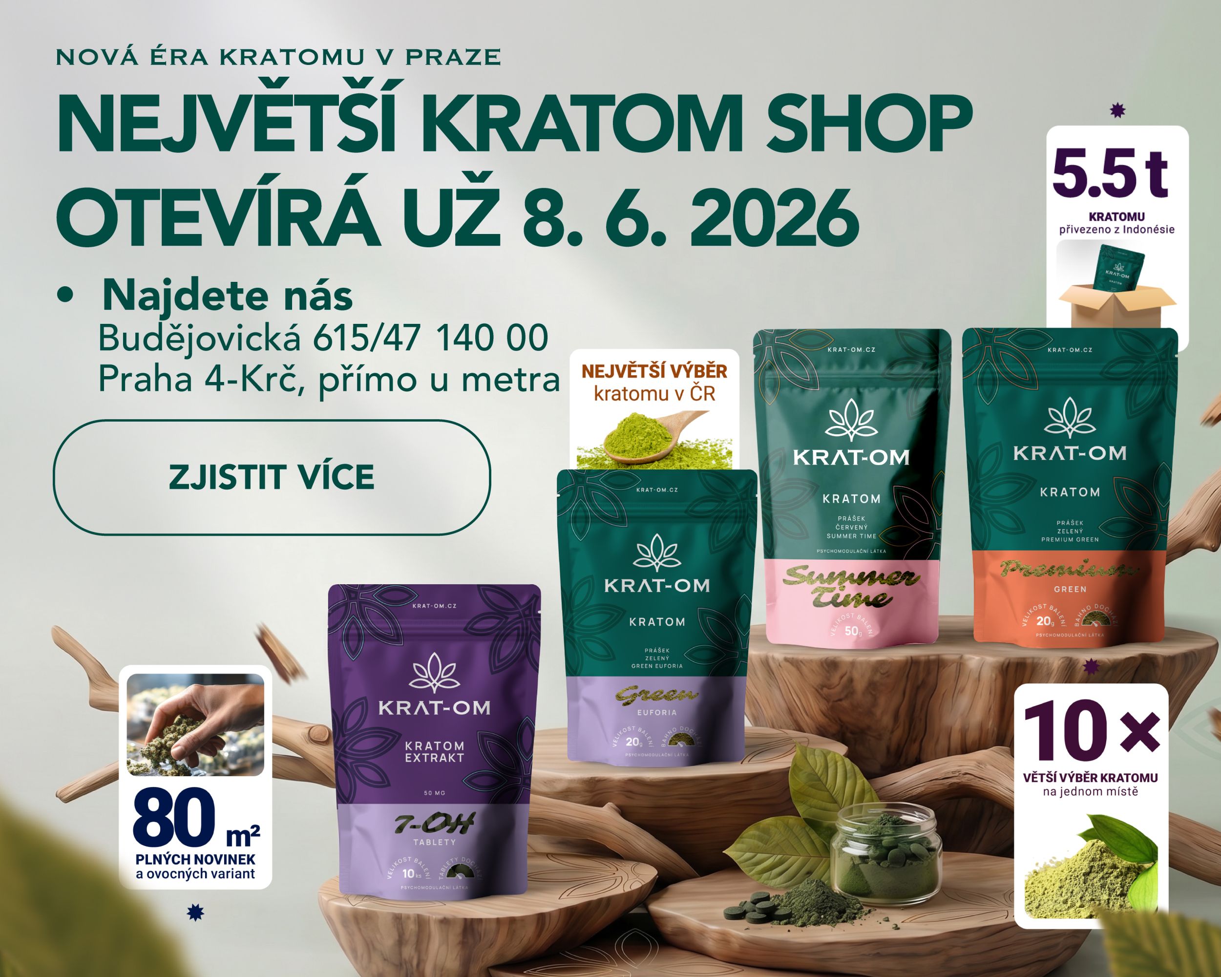 Otevíráme největší prodejnu kratomu v Praze - Kačerov, ihned u metra. Největší výběr kratomu a 7OH tablet na jednom místě!