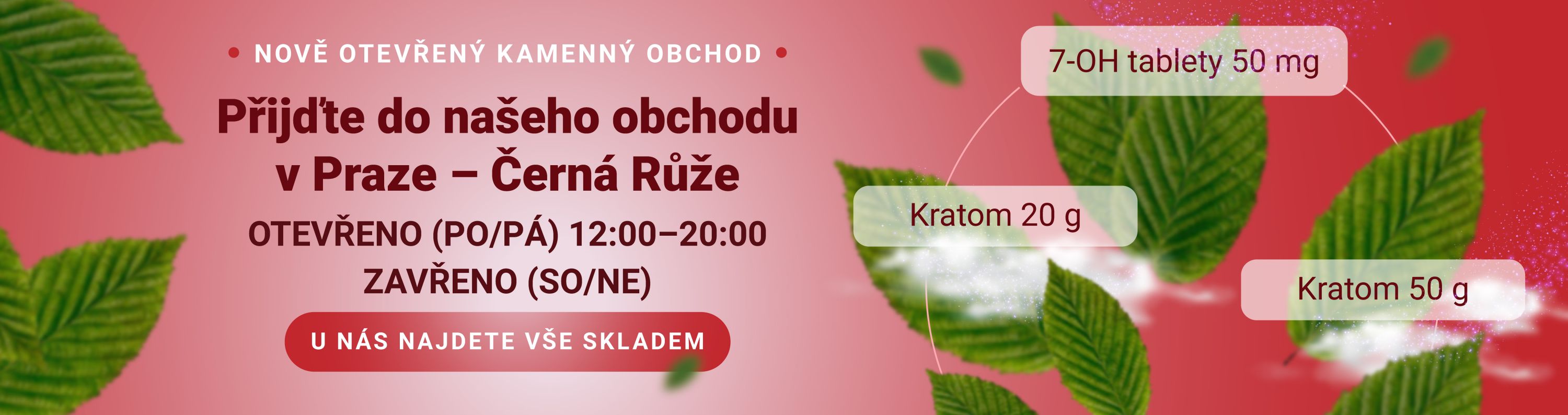 Největší kamenná prodejna s kratomem v Praze. Nabízíme prémiový kratom, 7OH tablety, KRATUMZ