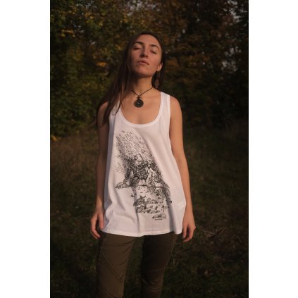 Tílko bílé unisex s černým potiskem Plastikus (Velikost L)