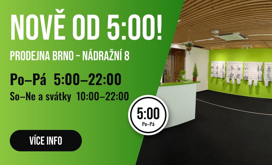 Prodejna Kratom Expert Brno, Nádražní 8 – nově Po–Pá od 5:00, So–Ne a svátky 10–22