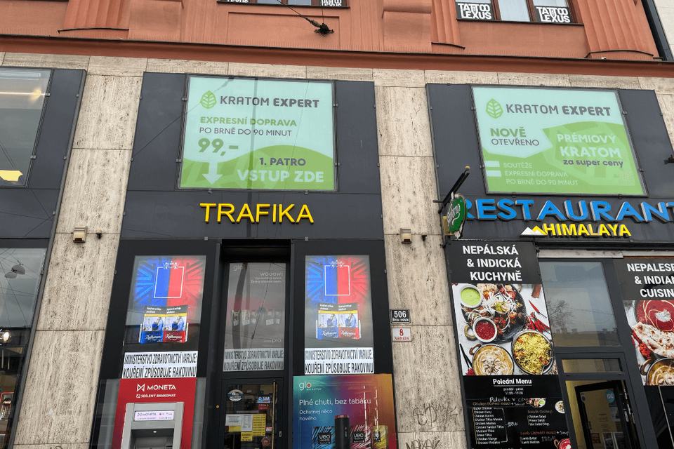 Exteriér prodejny Kratom Expert Brno