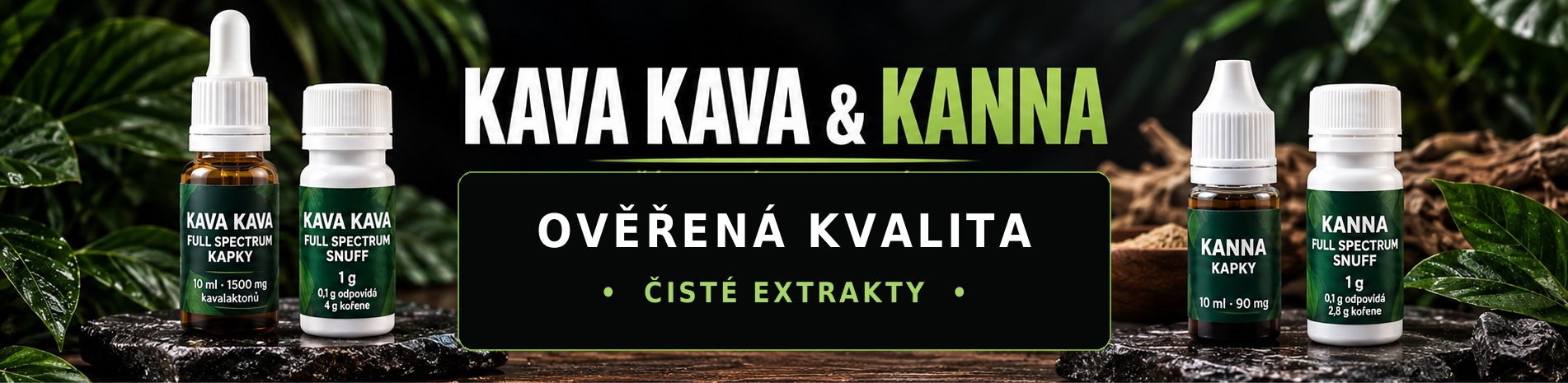Kava Kava a Kanna – kapky a snuff, ověřená kvalita a čisté extrakty