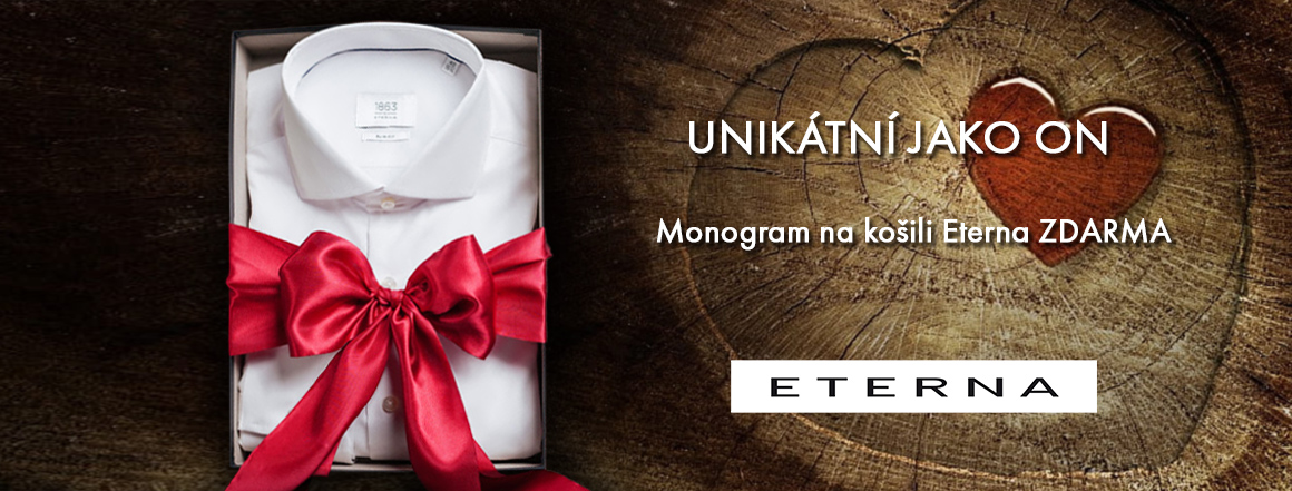 dárek k valentýnu, monogram na košili zdarma, košile eterna