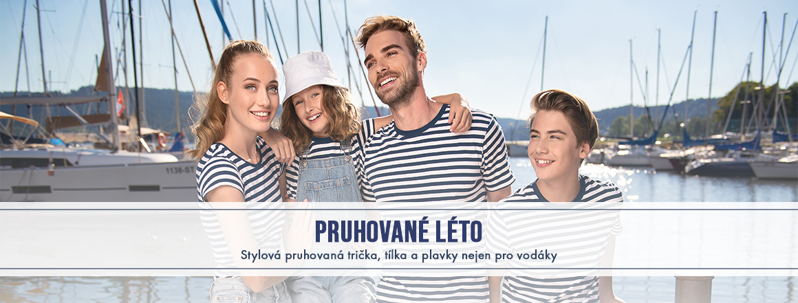 Stylová pruhovaná trička, tílka a plavky nejen pro vodáky