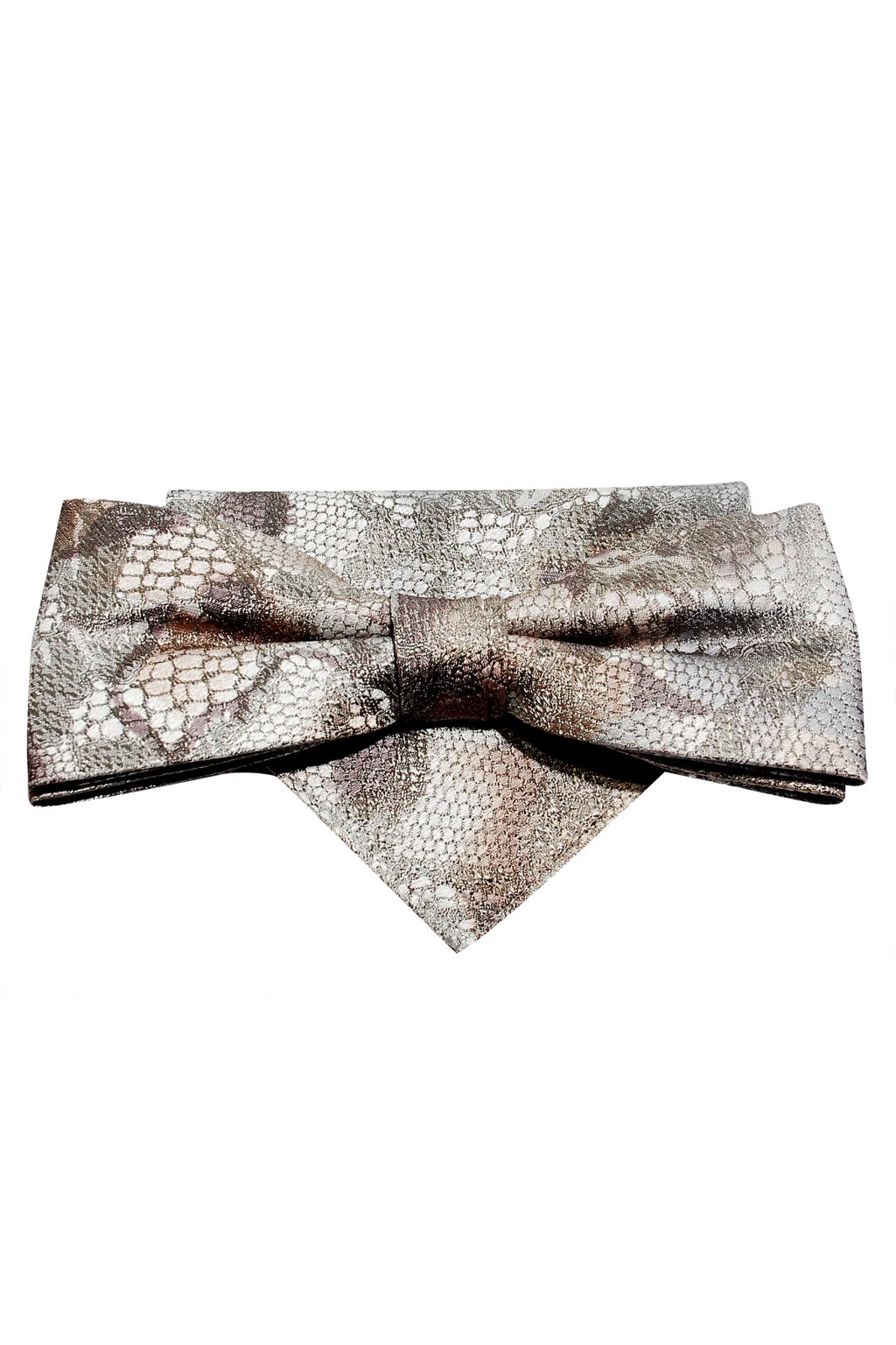 Dvojitý motýlek Brinkleys Modern s kapesníčkem - světle hnědý