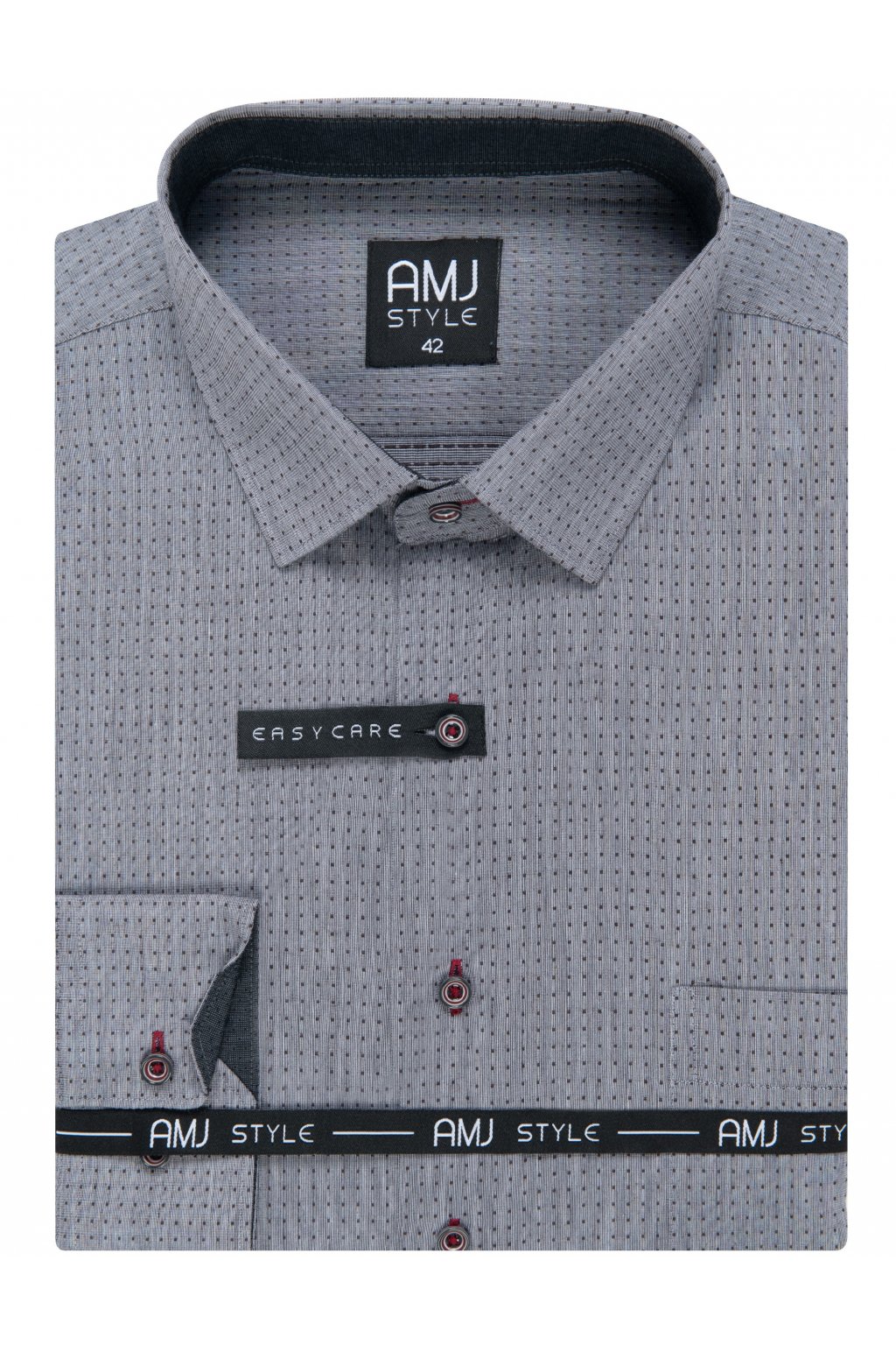 Pánská košile AMJ Comfort fit s tečkami - šedá