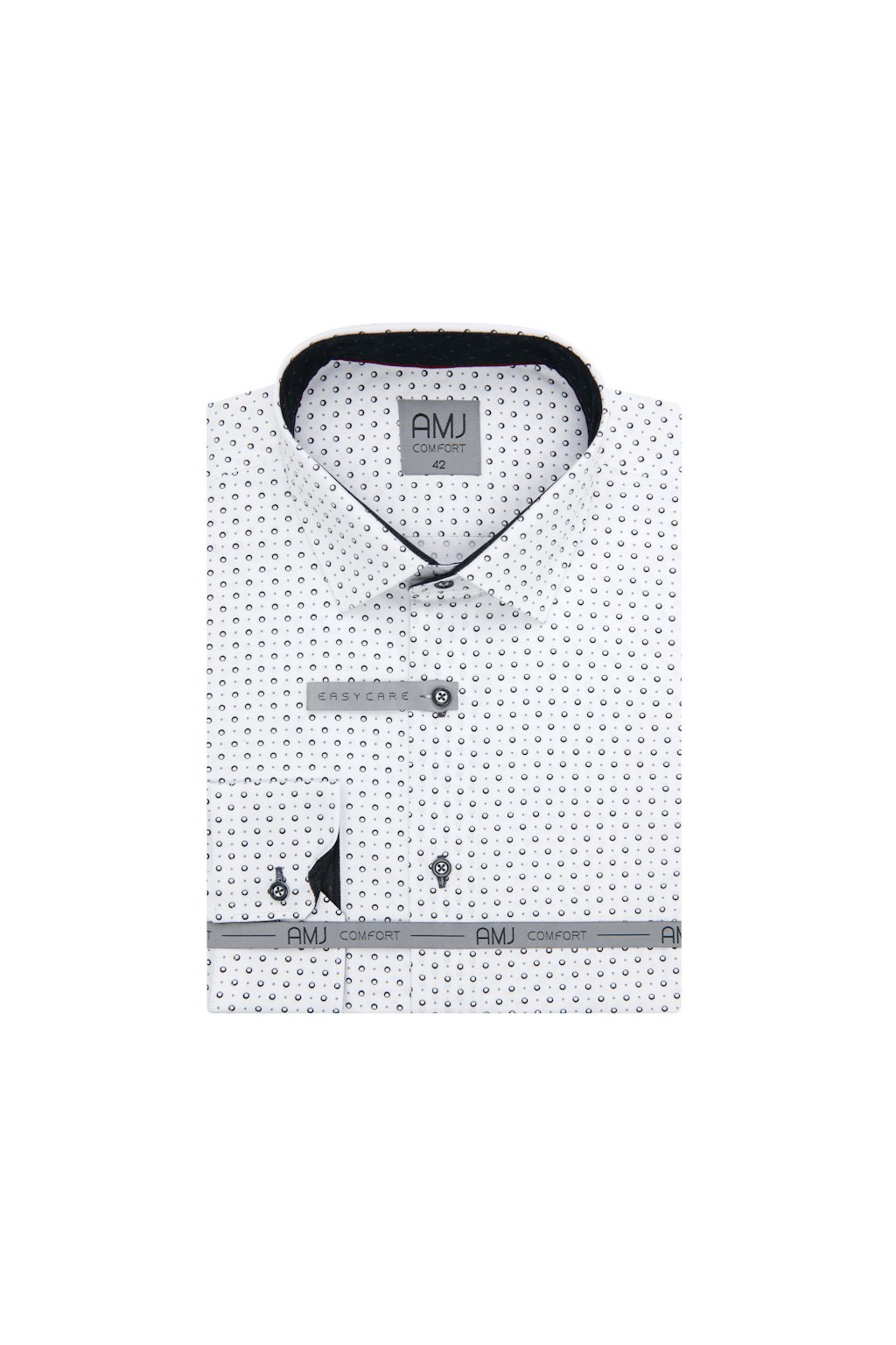 Pánská košile AMJ Comfort fit se vzorem - bílá /černá