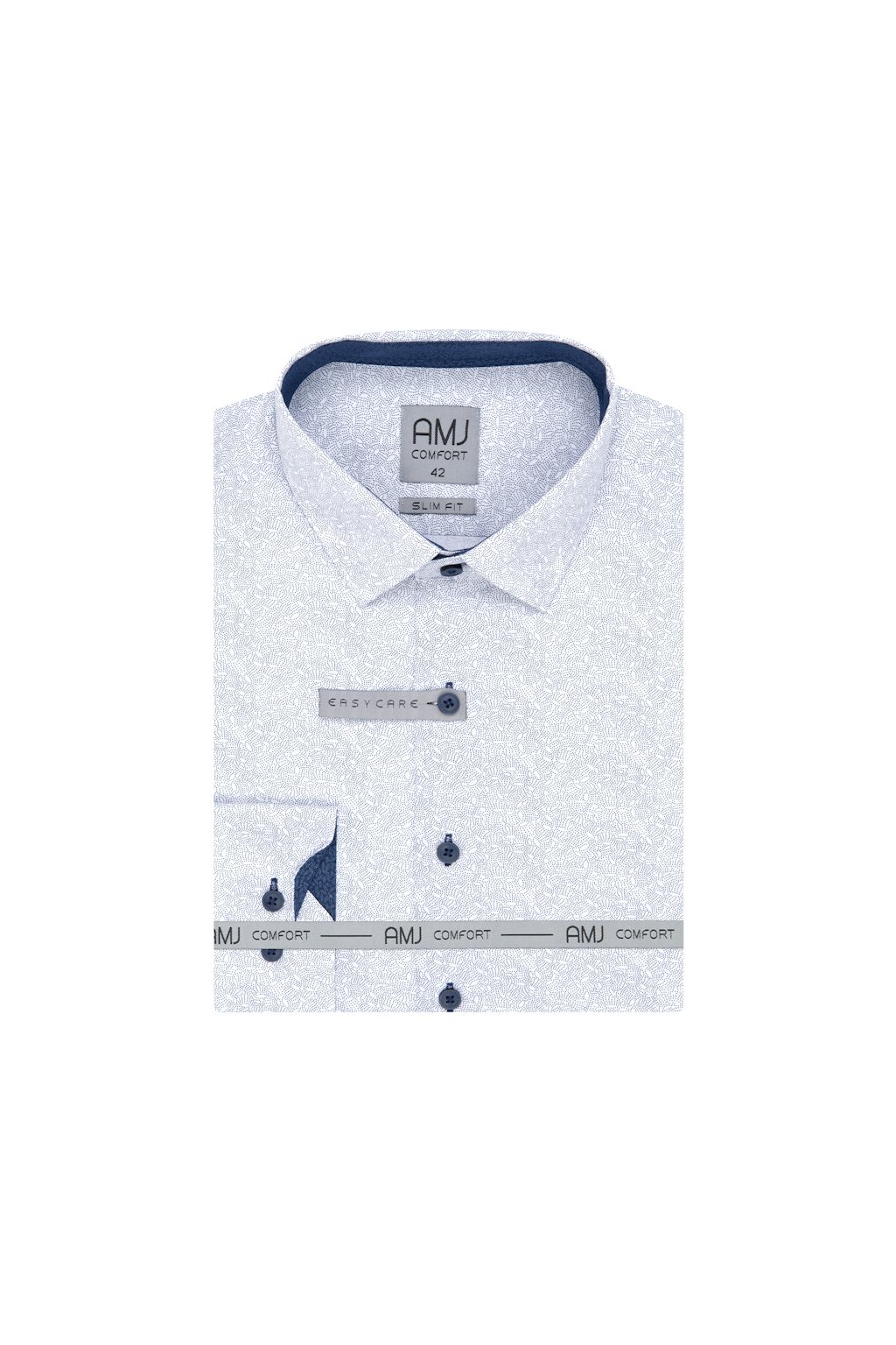 Pánská košile AMJ Slim fit vzorovaná - modrá / bílá