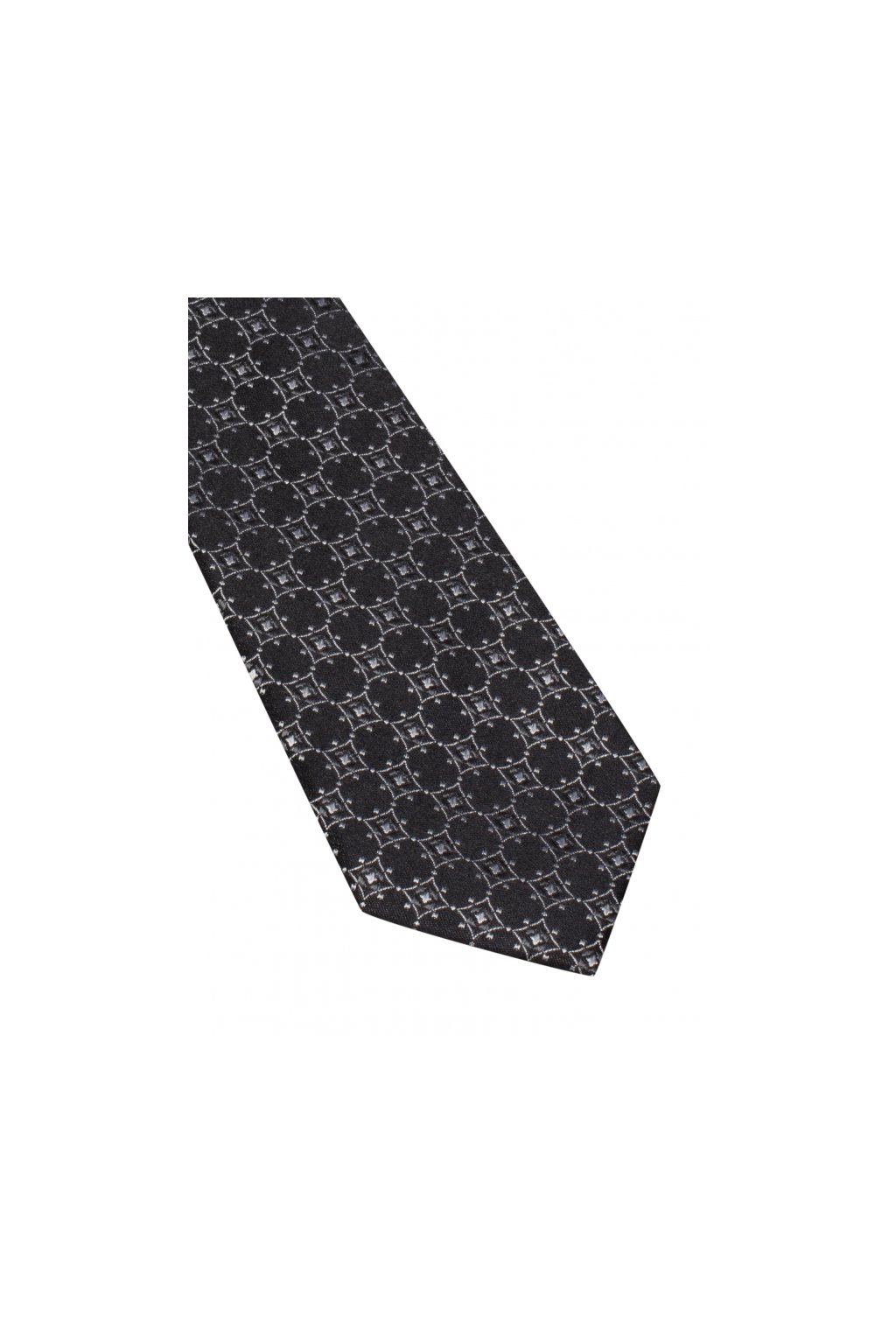 Úzká hedvábná kravata Eterna - černá se vzorem