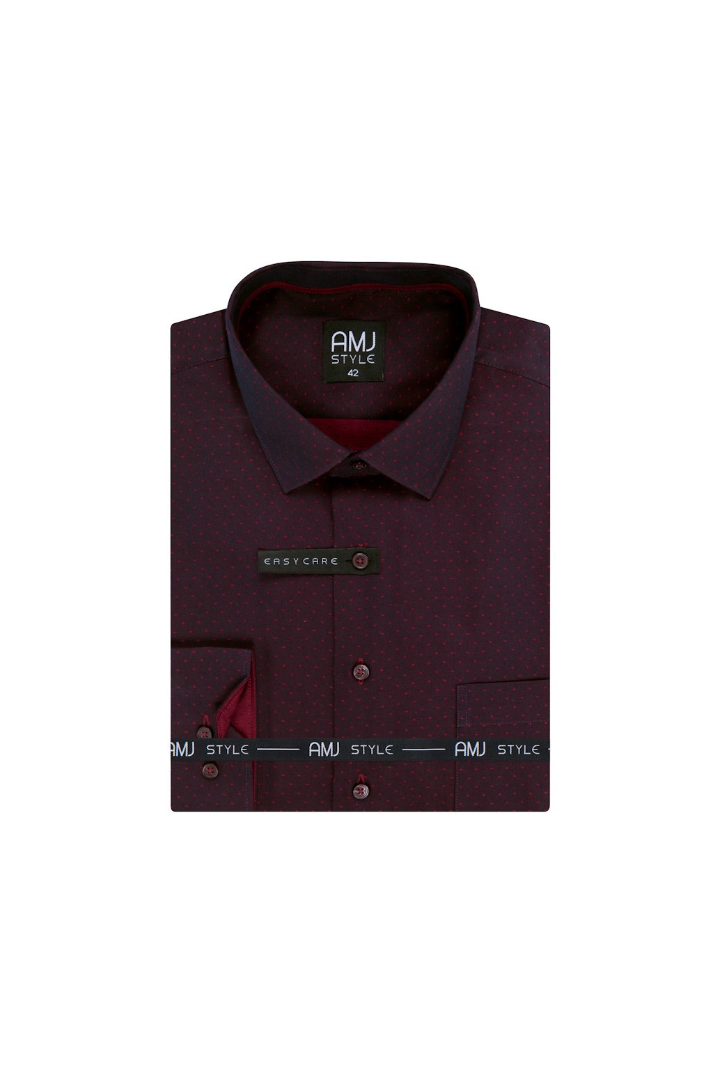 Pánská košile AMJ Comfort fit vínová s drobným tkaným vzorem