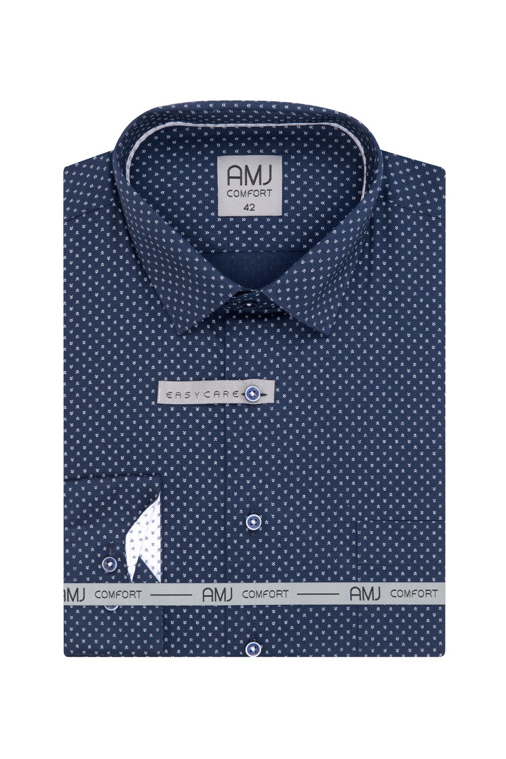 Pánská košile AMJ Comfort fit navy se světlým vzorem