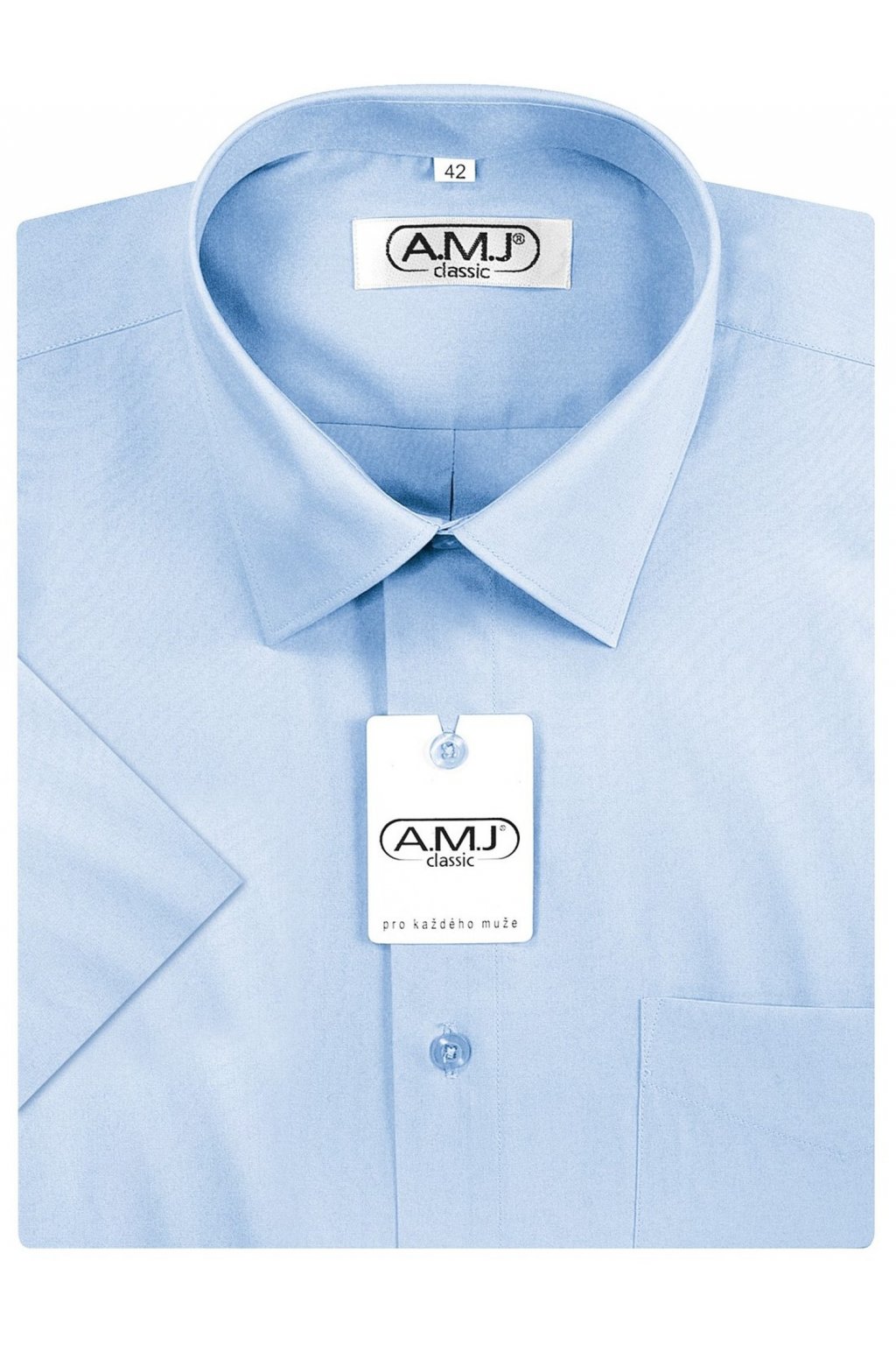 Pánská košile AMJ Comfort fit s krátkým rukávem - modrá/azurová