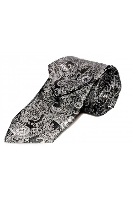 Kravata s kapesníčkem Brinkleys - černostříbrná