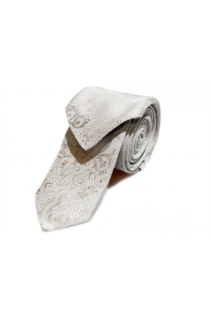 Úzká kravata s kapesníčkem Brinkleys - stříbrná