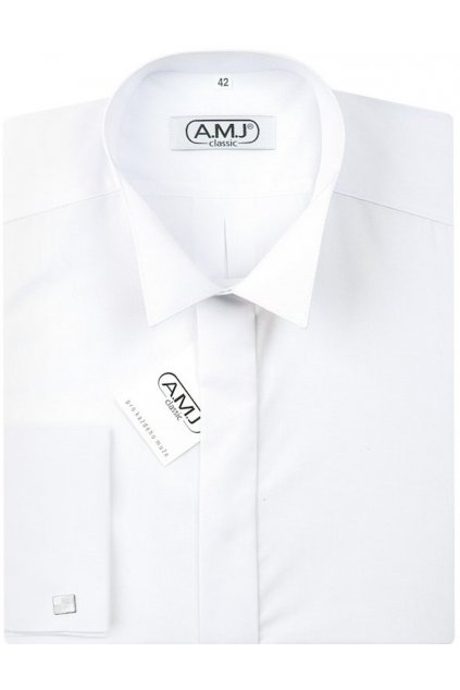 Společenská košile AMJ Comfort fit s frakovým límečkem - bílá