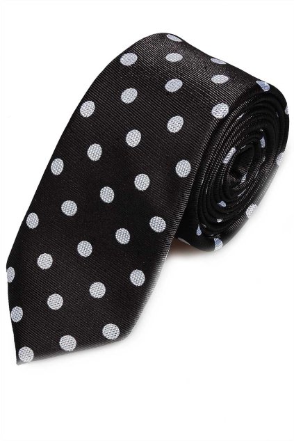 Úzká kravata Eterna - tmavě šedá s puntíky