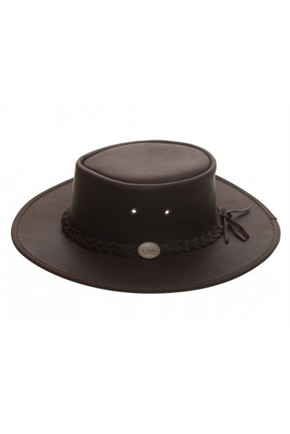 Pánský kožený klobouk Australák - hnědý