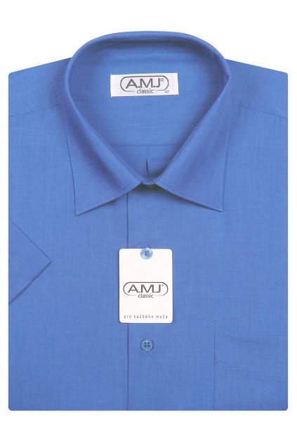 Pánská košile AMJ Comfort fit s krátkým rukávem - modrá