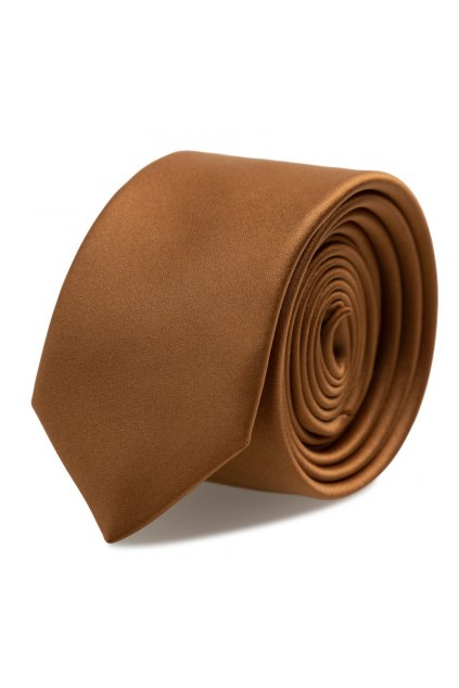 Slim kravata s kapesníčkem Carlo Cardini - cognac