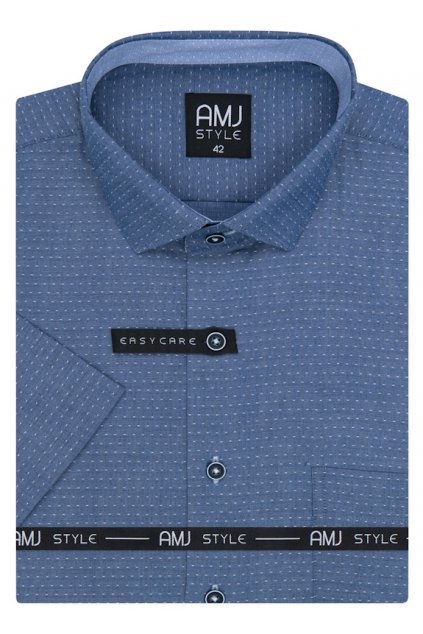 Košile AMJ Comfort fit s krátkým rukávem - modrá se vzorem