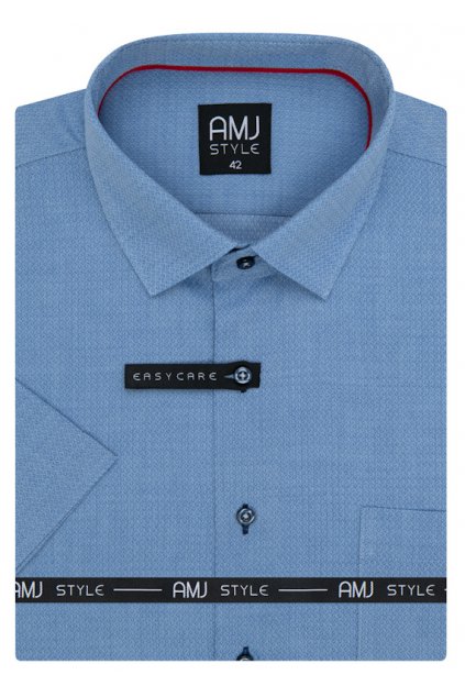 Košile AMJ Comfort fit s krátkým rukávem -  modrá s jemnou strukturou