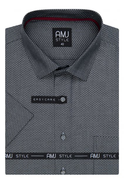 Košile AMJ Comfort fit s krátkým rukávem -  šedá s jemným vzorem
