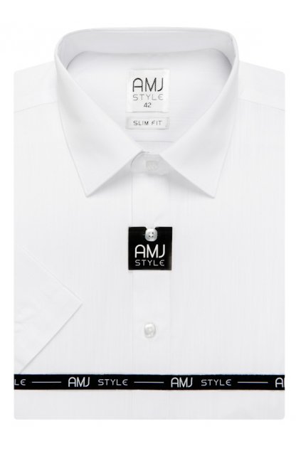 Košile AMj Comfort fit s krátkým rukávem -  bílá fil-á-fil