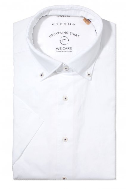 Košile Eterna Modern Fit "Popeline" Upcycling Shirt s krátkým rukávem Bílá