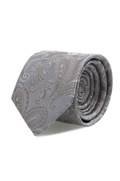 Slim kravata s kapesníčkem Brinkleys - stříbrno-béžová