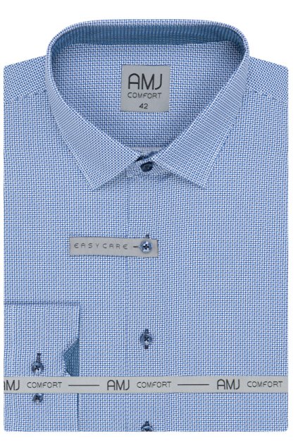 Pánská košile AMJ Comfort fit s jemným vzorem - modrá