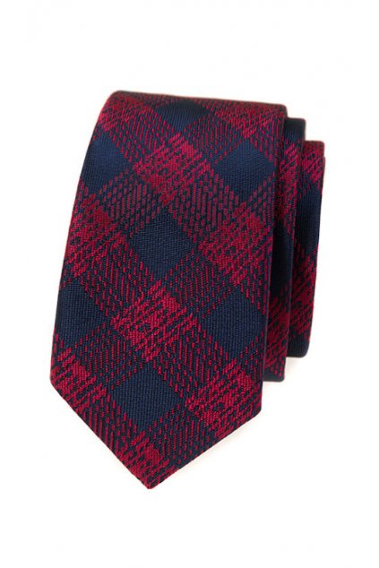 Úzká kravata Avantgard - červená / modrá